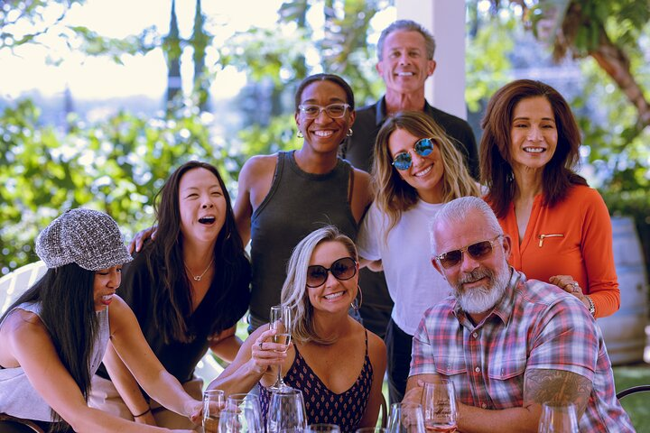 Friends enjoy an All-Inclusive Full-Day Wine Tasting Tour in Santa Barbara